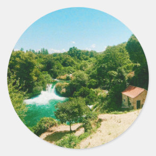 Krka-waterval, Krka Nationaal Park, Kroatië Ronde Sticker