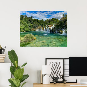 Krka-watervallen in Kroatië panorama-uitzicht Poster