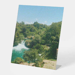 Krka Watervallen - Nationaal Park Krka - Kroatië Reclamebord Met Voetstuk