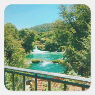 Krka Watervallen - Nationaal Park Krka - Kroatië Vierkante Sticker