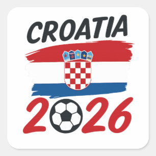Kroatië 2026 Voetbalfan ontwerp vlag kleuren Vierkante Sticker