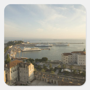 Kroatië, Dalmatia, Split. Uitzicht van Riva Vierkante Sticker