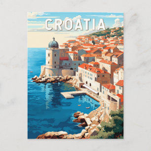 Kroatië Dubrovnik Travel Art Vintage Briefkaart