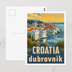 Kroatië Dubrovnik Vintage Beroemde Reisplaats Briefkaart