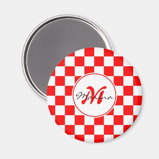 Kroatië | Hrvatska | Geruite naam Monogram Magneet (Voorkant / Achterkant)