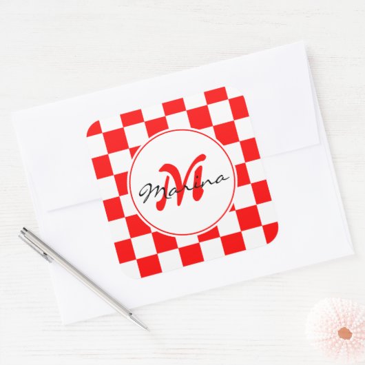 Kroatië | Hrvatska | Naam Monogram Vierkante Sticker (Envelop)