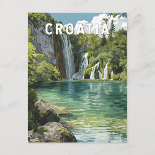 Kroatië Illustratie Reis Kunst Vintage Briefkaart