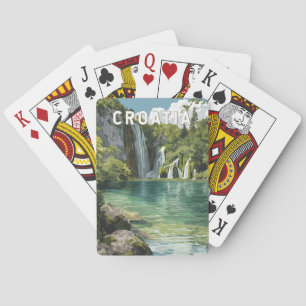 Kroatië Illustratie Reis Kunst Vintage Pokerkaarten
