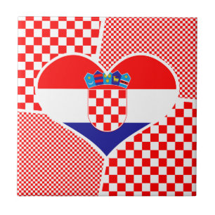Kroatië in het hart met Red White Checkers keramic Tegeltje