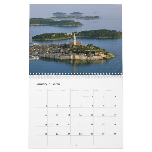 Kroatië Istra Calendar getexturiseerd Kalender (Jan 2026)