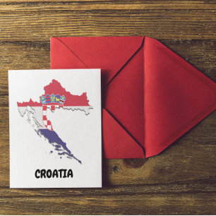 Kroatië Kaart Vlag Kleurrijke