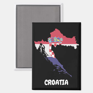 Kroatië Kaart Vlag Kleurrijke Magneet