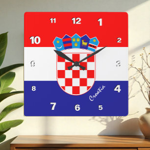Kroatië Klok, patriottisch thuis, Kroatische Vlag Vierkante Klok