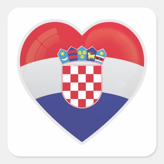 Kroatië Liefde Icoon Vierkante Sticker (Voorkant)