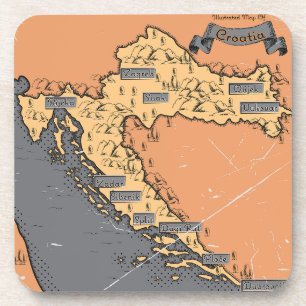 Kroatië  oude kaart bier onderzetter