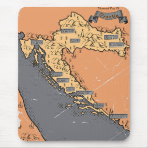 Kroatië  oude kaart muismat