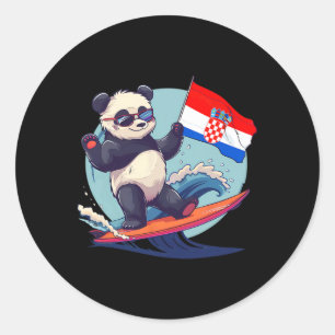 Kroatië Panda Beer Surft Op Kroatische Wortels Kro Ronde Sticker