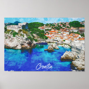 Kroatië Panorama Uitzicht Reizen Poster