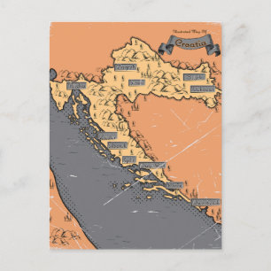 Kroatië Vintage oude kaart