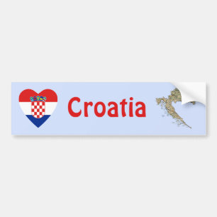 Kroatië Vlag Hart + Landkaart Bumpersticker