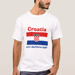 Kroatië Vlag + Kaart + Tekst T-shirt
