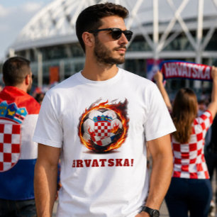 Kroatië Voetbal Vuur Bal Fan Design T-shirt