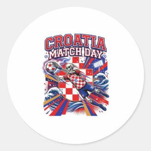 Kroatië Wedstrijd Dag Skelet Aanvaller Naties Hoge Ronde Sticker