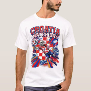 Kroatië Wedstrijd Dag Skelet Aanvaller Naties Hoge T-shirt