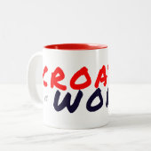 KROATIËvsWORLD Red Tweekleurige Koffiemok (Voorkant links)