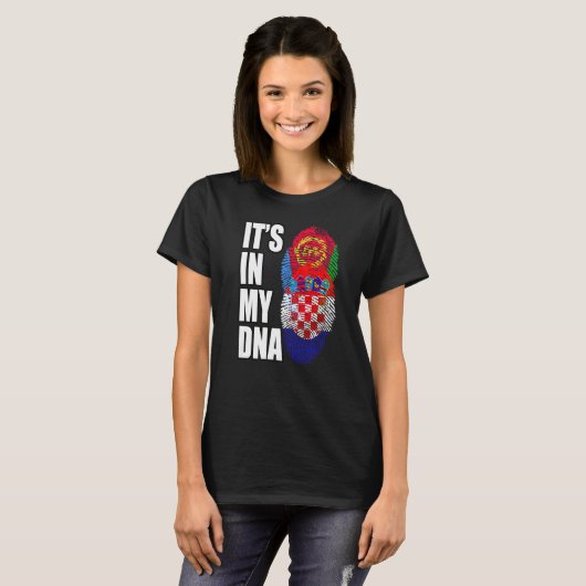 Kroatisch en Eritrees Mix DNA-vlaggenerfgoed T-shirt (Voorkant volledig)