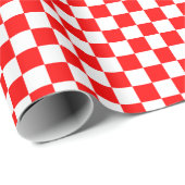 Kroatisch rood wit gebarsten patroon cadeaupapier (Rol Hoek)