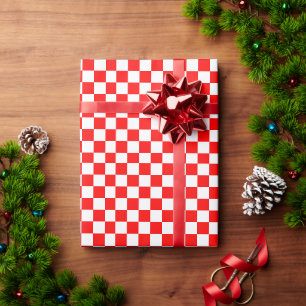 Kroatisch rood-wit geruit patroon cadeaupapier