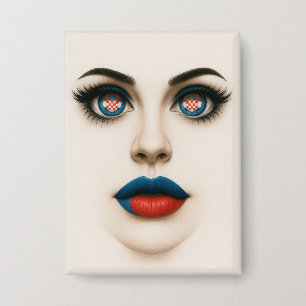 Kroatische Beauty Eyes & Lips Pop Portret Button
