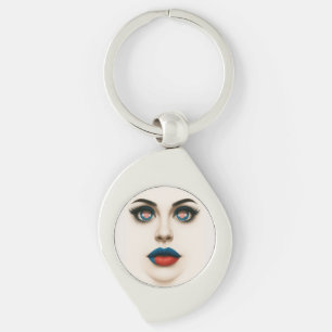 Kroatische Beauty Eyes & Lips Pop Portret Sleutelhanger