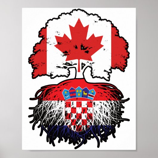 Kroatische Canadese vlag voor bomen Poster (Voorkant)