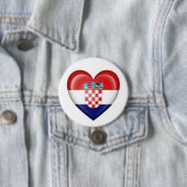 Kroatische hartvlag op wit ronde button 7,6 cm (In situ)