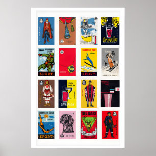 Kroatische luciferdoosje labelcollage, vintage eph poster