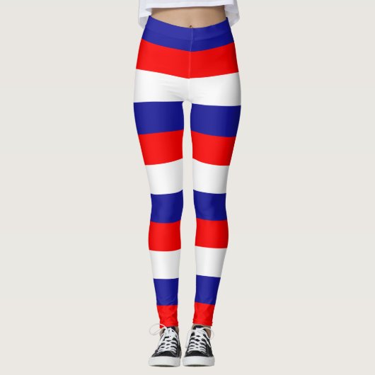 Kroatische nationale vlagkleuren horizontaal gestr leggings (Voorkant)