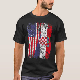 Kroatische roots Half Amerikaanse vlag Kroatië T-shirt