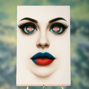 Kroatische schoonheid ogen & lippen popportret acryl bord