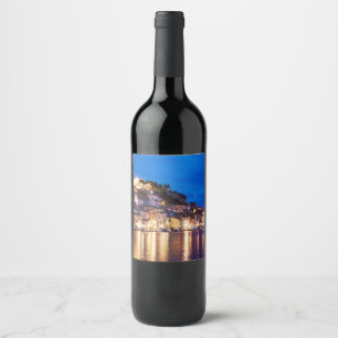 Kroatische stad Sibenik 's nachts Wijn Etiket