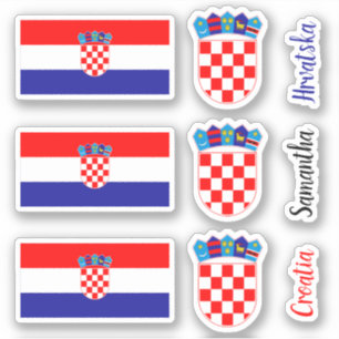 Kroatische vlag, Embleem met de Tekst van de Naam  Sticker