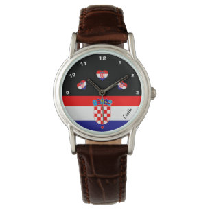 Kroatische vlag en Kroatische mode hart/sport Horloge