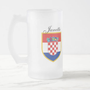 Kroatische vlag gepersonaliseerd matglas bierpul