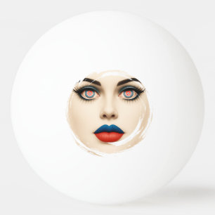 Kroatische Vlag Gezicht – Ogen & Lippen Pop Art Po Pingpongballen