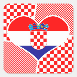 Kroatische vlag in het hart vierkante sticker