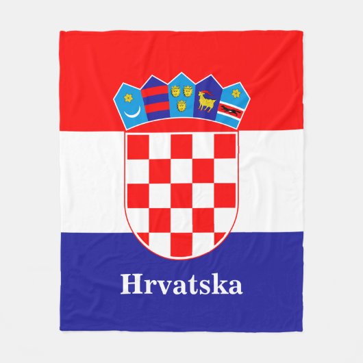 Kroatische vlag met aangepaste tekst Hrvatska Fleece Deken (Voorkant)