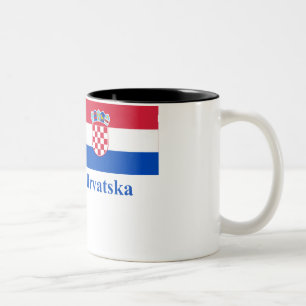Kroatische vlag met naam in Kroatisch Tweekleurige Koffiemok