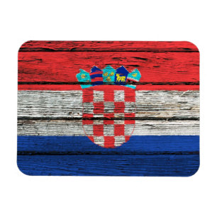 Kroatische vlag met ruw houtachtig effect magneet