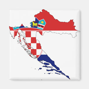 Kroatische vlaggenkaart HR Hrvatska Magneet